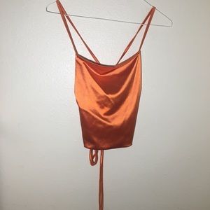 Satin open-back blouse